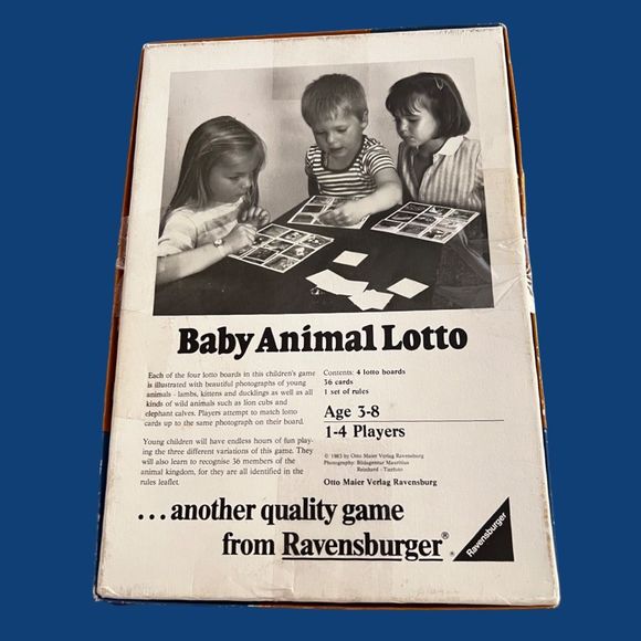 Vintage 1983 Baby Animal Lotto Memory Matching Game Ravensburger - Picture 2 of 3